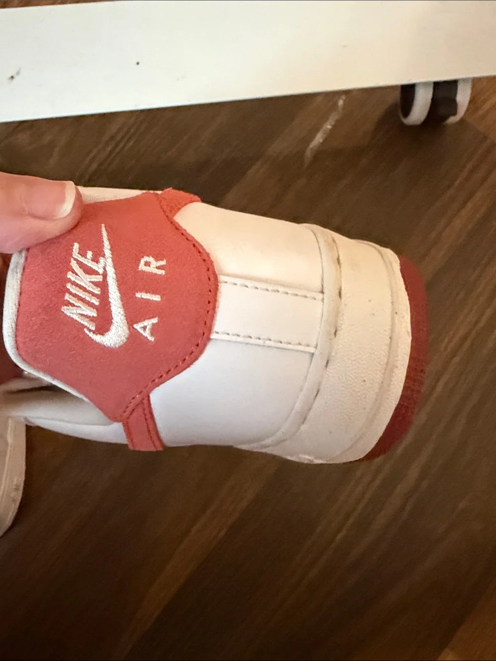 Nike Women’s White and Red Low-Top Air Force one sneakers, red dragon 07 size 10